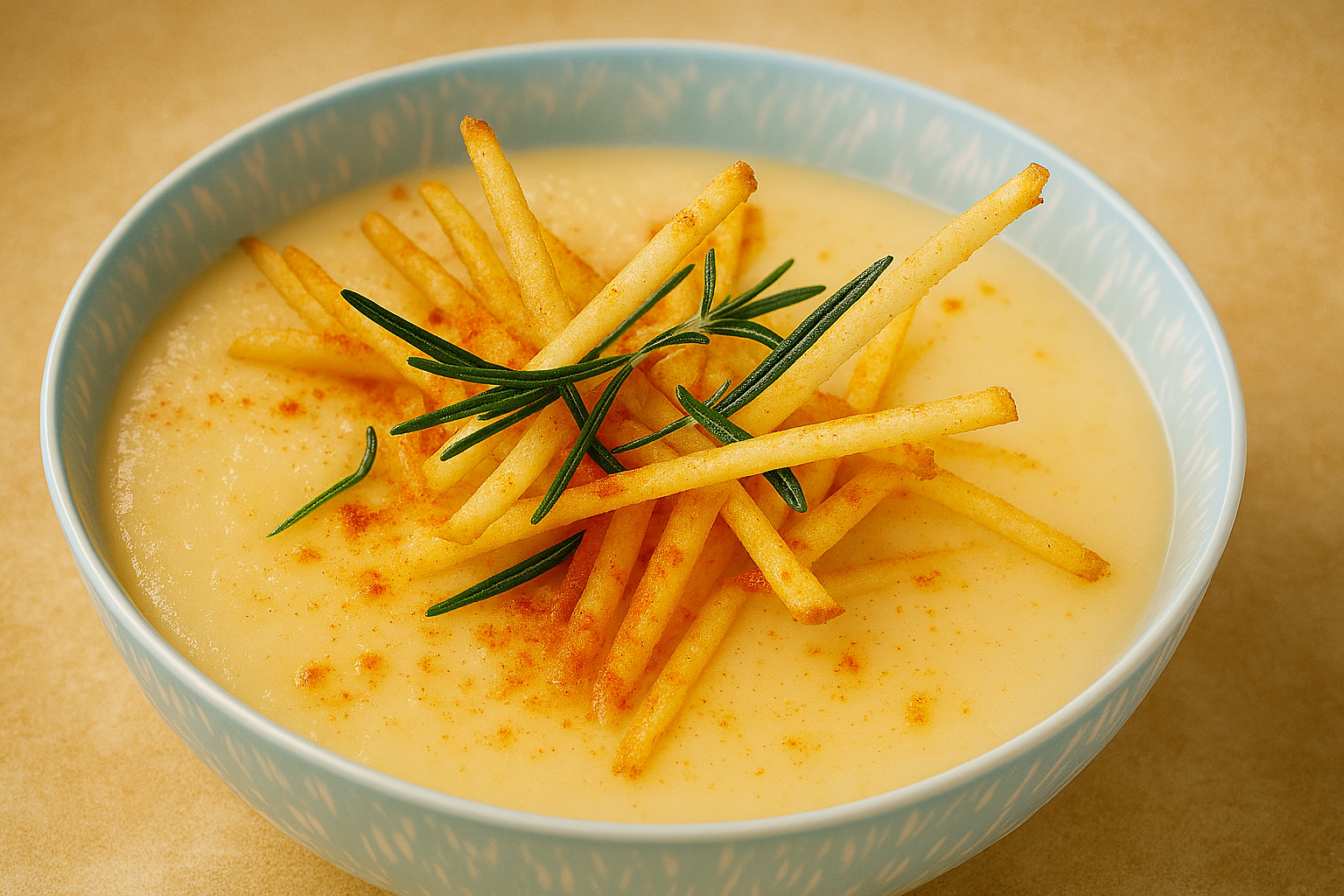 Leek Soup with Matchstick Potatoes